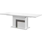 Luxuria 59" Extension Dining Table in High Gloss White & Grey Eco Leather